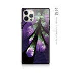 紫惑 - 和風 四角型 強化ガラスiPhoneケース