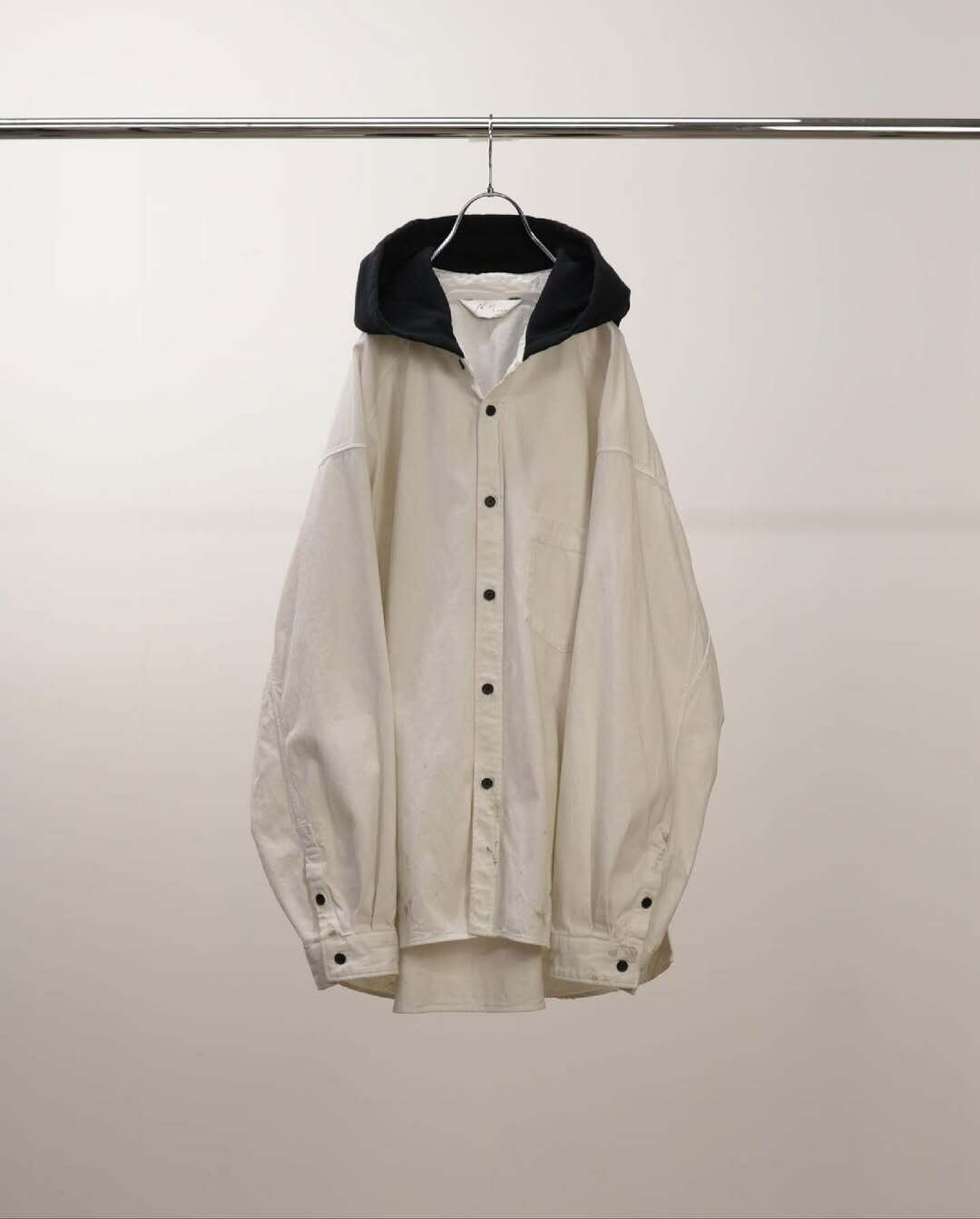 25AW】ANCELLM DENIM HOODIE SHIRT (WHITE) ANC-SH67-A | IAAAM ONLINE