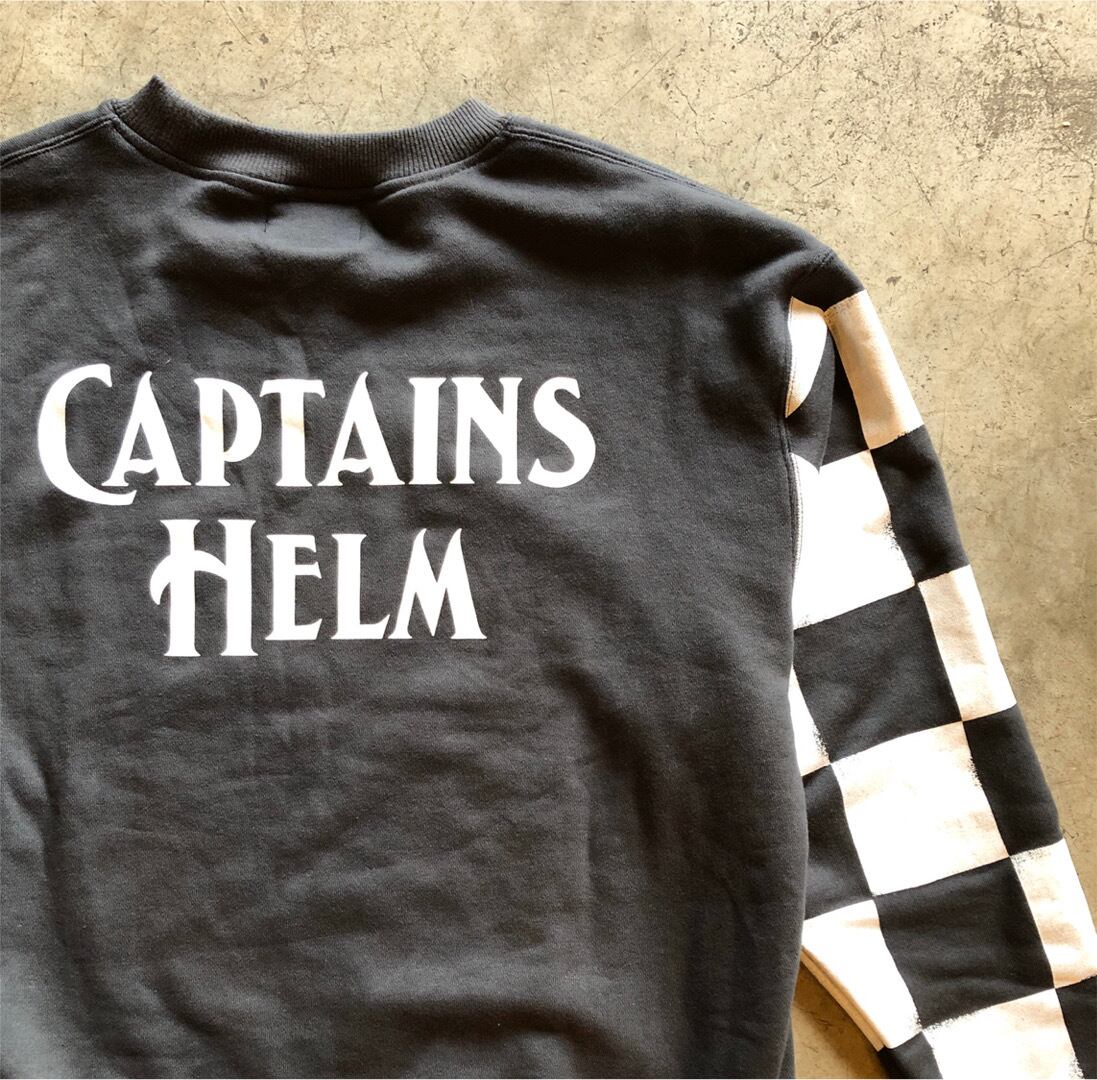 Blue Valentine × Captains Helm #Checker Sleeve Crew Sweat | BLUE