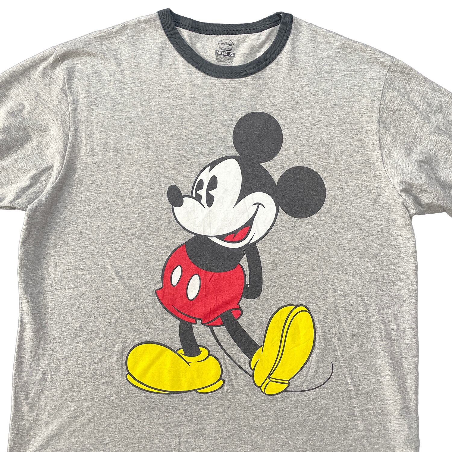 USA 古着 リンガー Tシャツ ディズニー ミッキーマウス グレー トリム  