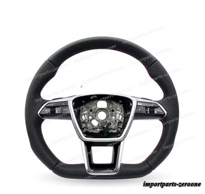 アウディ Audi A3 A4 A5 A6 2004-2013 ステアリングホイール　ハーフ穴レザーハンドル  -OB-1002-