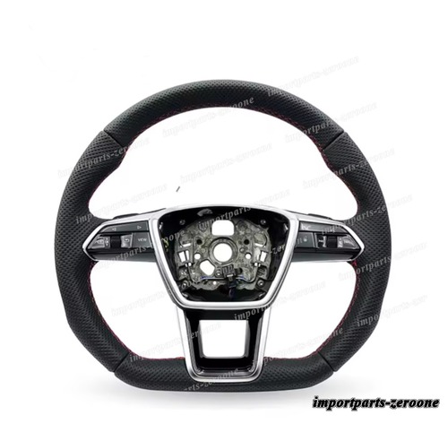 アウディ Audi A3 A4 A5 A6 2004-2013 ステアリングホイール　ハーフ穴レザーハンドル  -OB-1002-