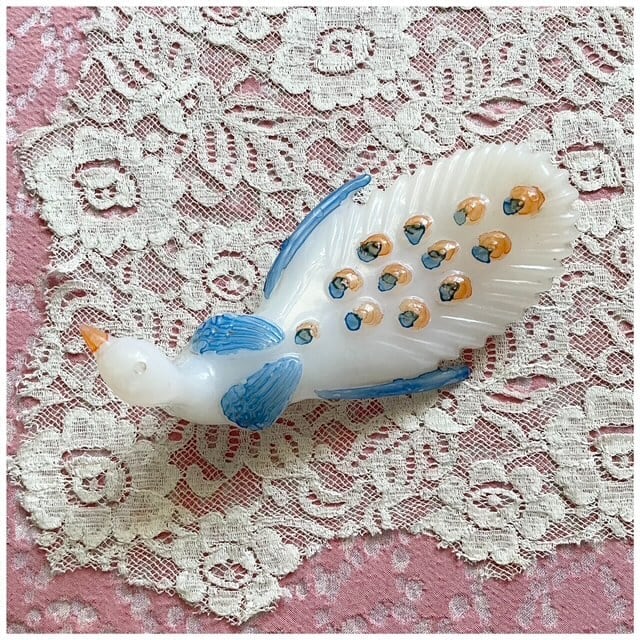 フランス買付 ヴィンテージ オブジェ インテリア 水鳥 白鳥 ペイント