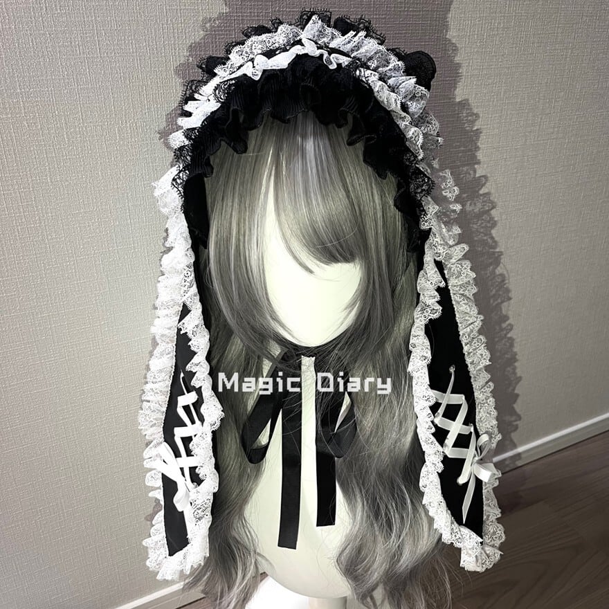 ロリータファッション ゴシックロリータ｜ケモ耳ヘッドドレス 黒白