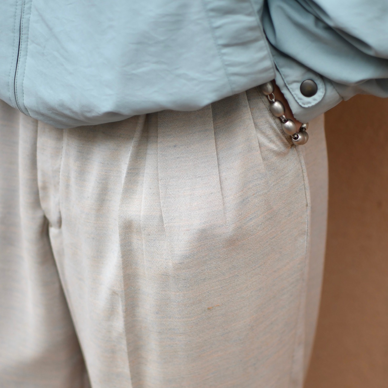 PRONTI rayon blend "杢調" 2tuck slacks