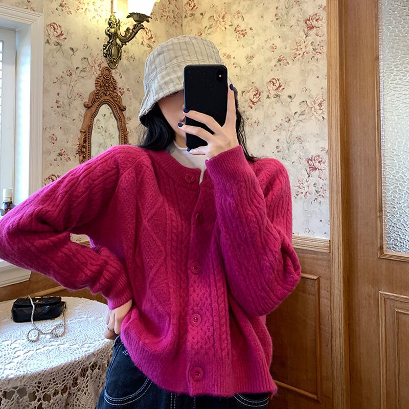 ショートレッドセーター レディースカーディガンジャケット スプリングルーズサマー 春物 夏物 スーパーモール93612371388