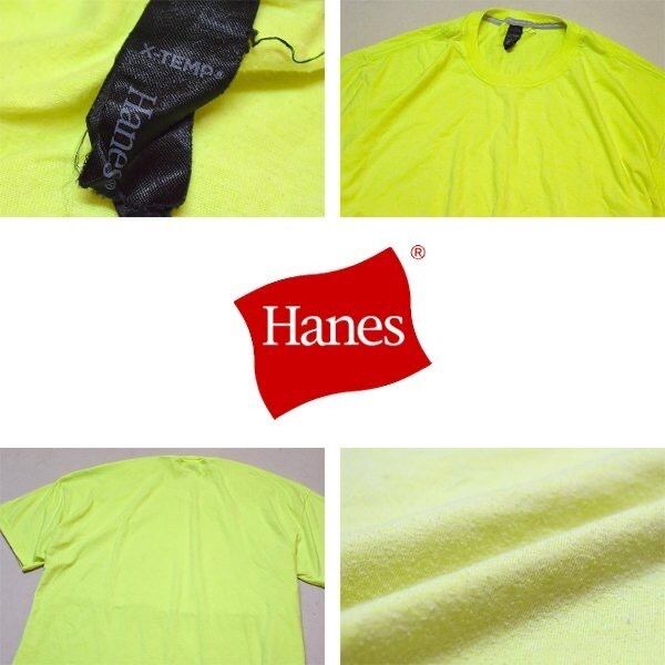 【アメリカ❗️】ヘインズ　黄緑　蛍光　プリントロゴTシャツ　XLビッグサイズ
