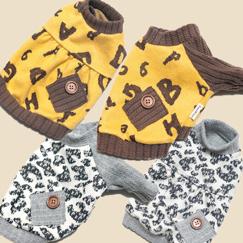 アルファベット柄の秋冬ニットワンピース/トップス 犬服 00588