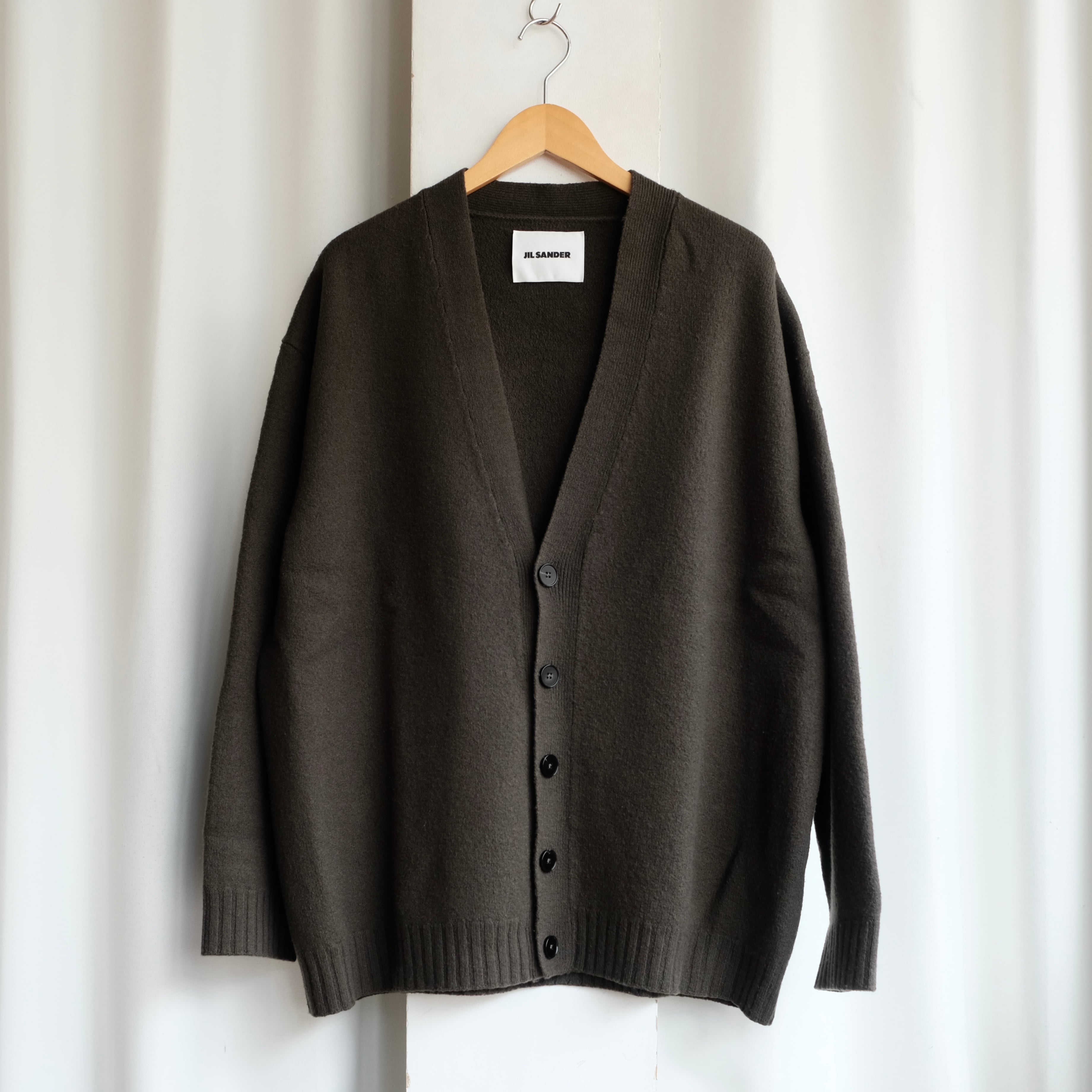 JIL SANDER MERINO BOILED WOOL CARDIGAN 46 | safarionline