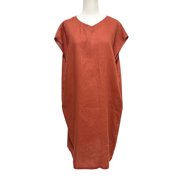 古着 URBANRESEARCH DOORS フレンチリネン シャツワンピース クリーニング済み オレンジ 膝丈 レディース フリーサイズ
