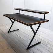 Black iron & Old oak work desk y edge legs