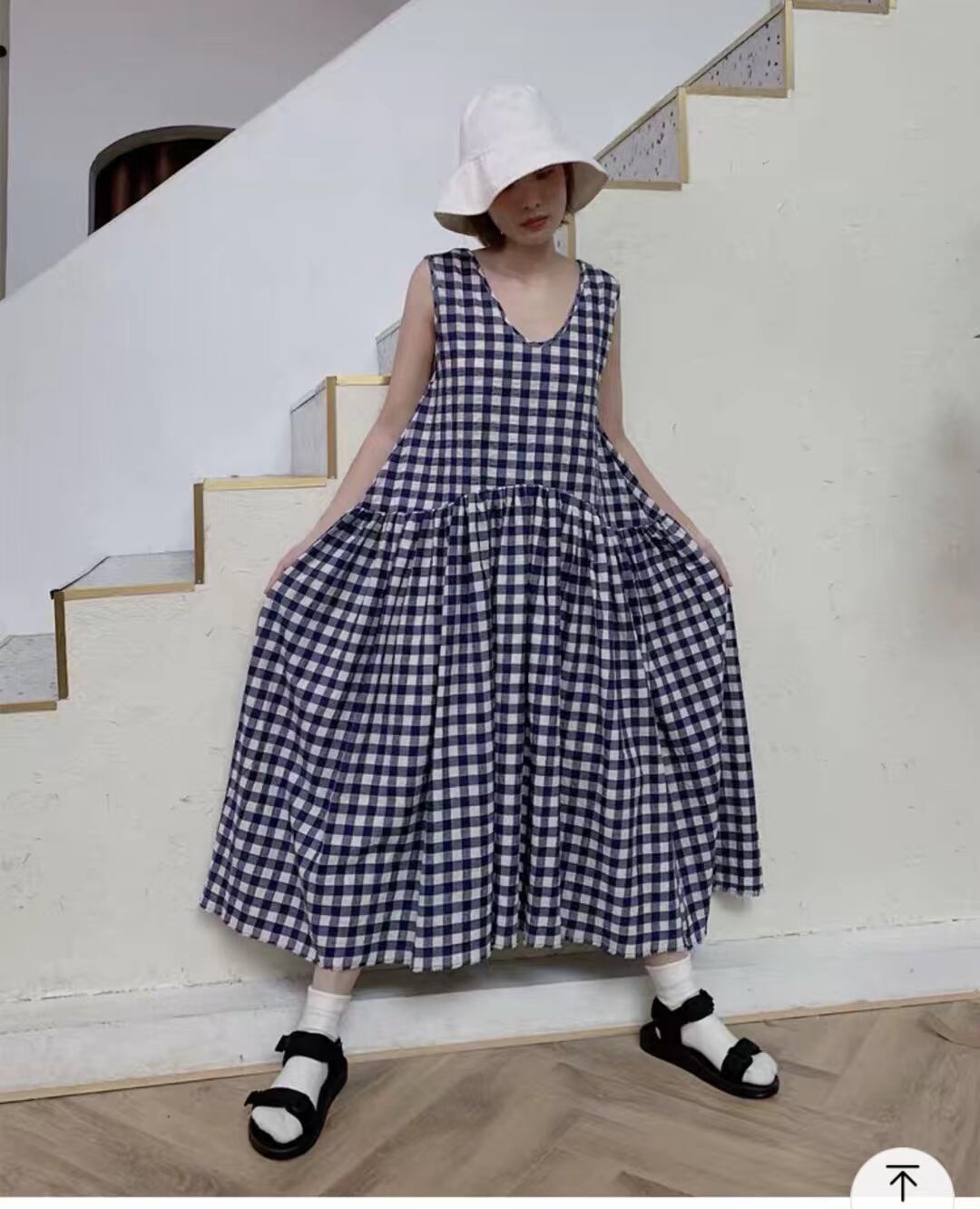 ギンガムチェックタンクワンピース　AJ22008-9910