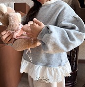 ラヴィン / Lovin / レースフリルトレーナー / 韓国子供服 / キッズ / 26winter〖取寄〗*XXS~XL*