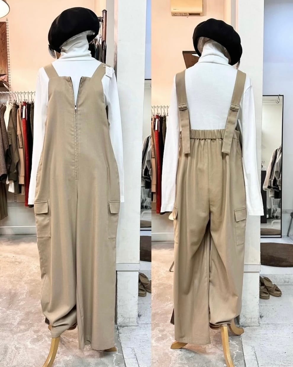 ♥️新品未使用♥️MICALLE MICALLE異素材ドッキングサロペットワンピース ♥️新品未使用♥️MICALLE MICALLE異素材ドッキングサロペット
