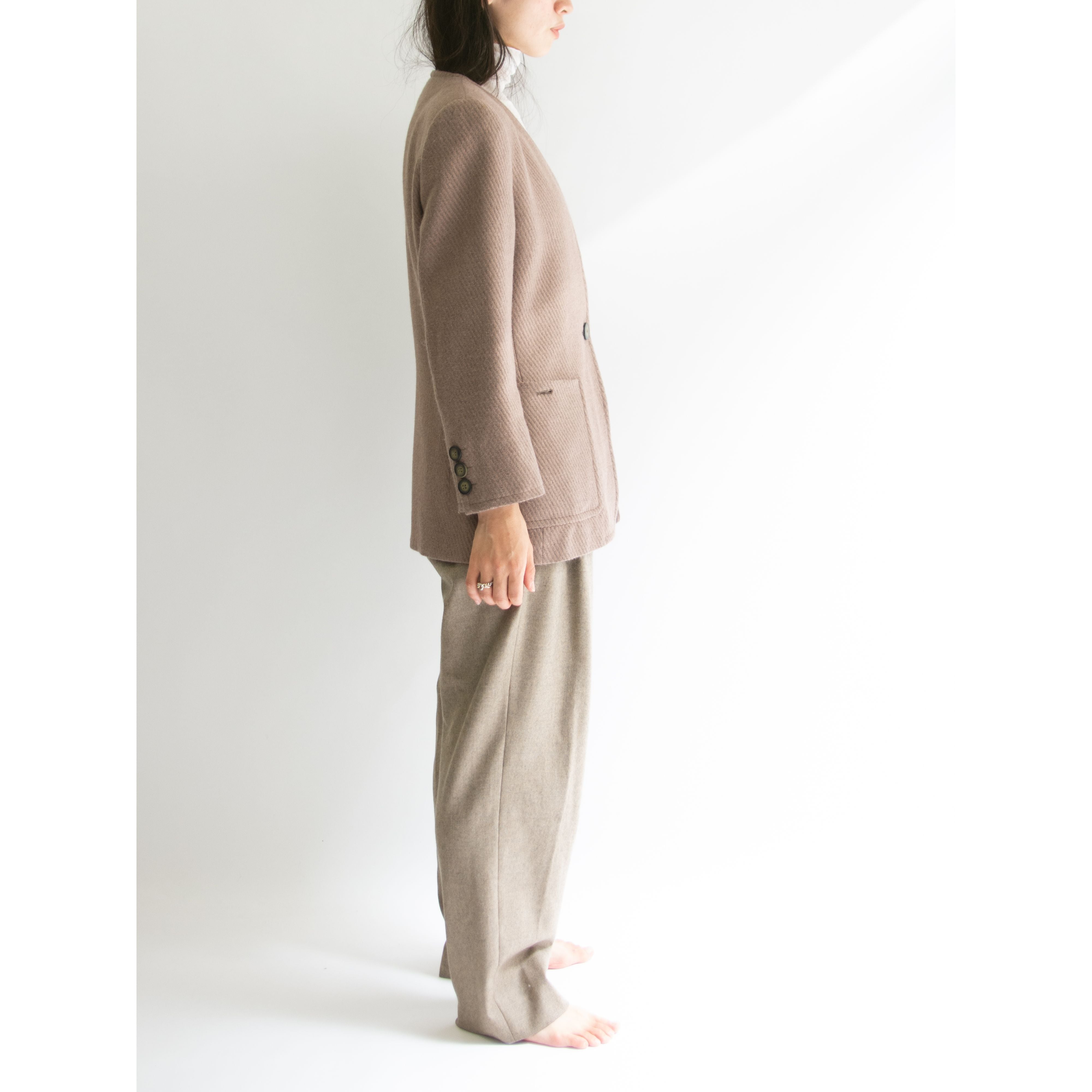STUDIO 0001 BY FERRE】Made in Italy 80's 100% Wool Collarless