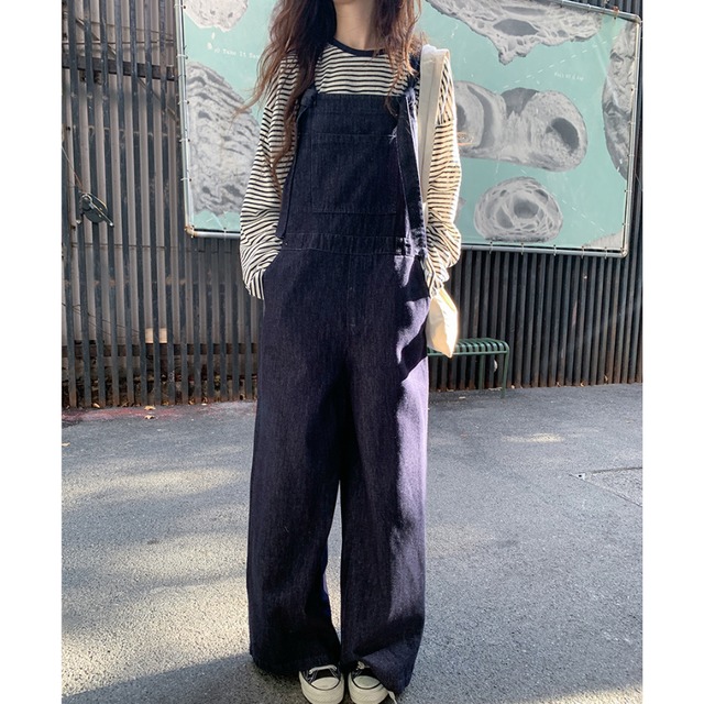 wide-leg denim overall J00126