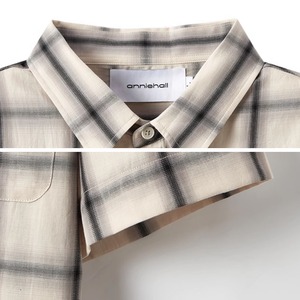 シャドーチェック柄半袖シャツ　0736