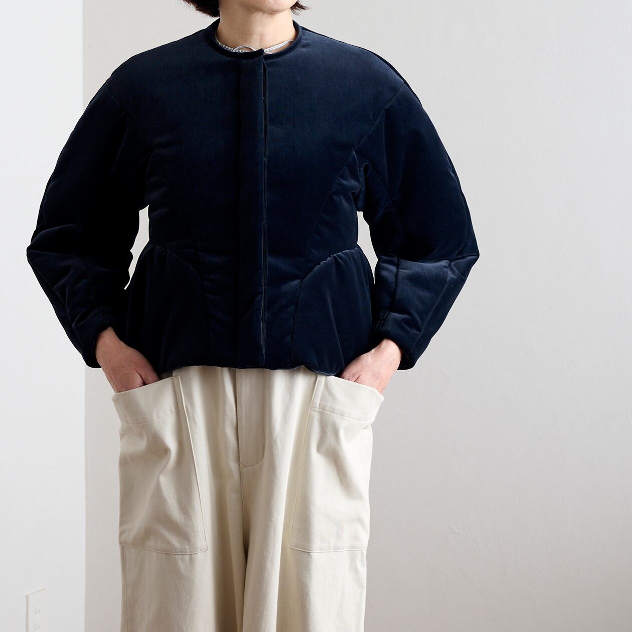 紺×赤 テンハンドクラフテッドモダン ベルベット ジャケット - 通販