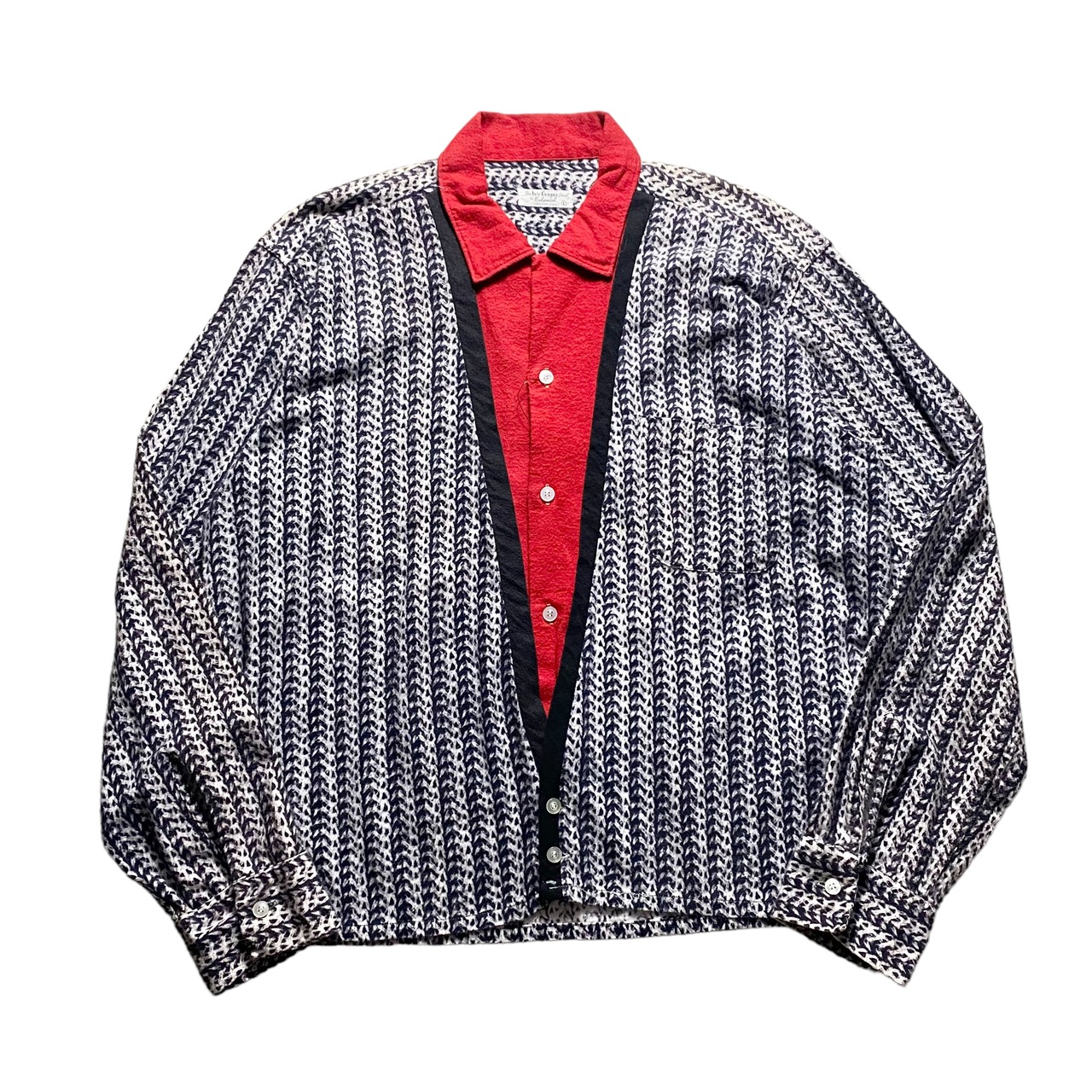 vintage 1950’s fake layered design herringbone print flannel shirt