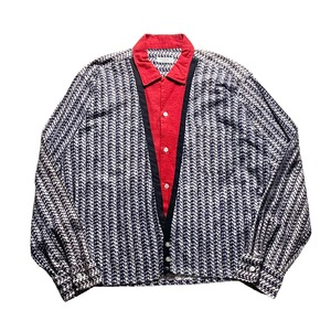 vintage 1950’s fake layered design herringbone print flannel shirt