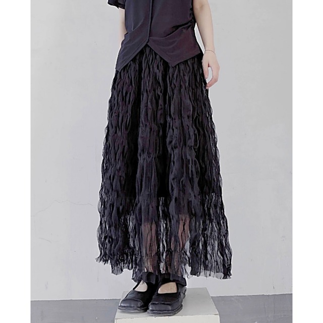 Shirred flare skirt C0279