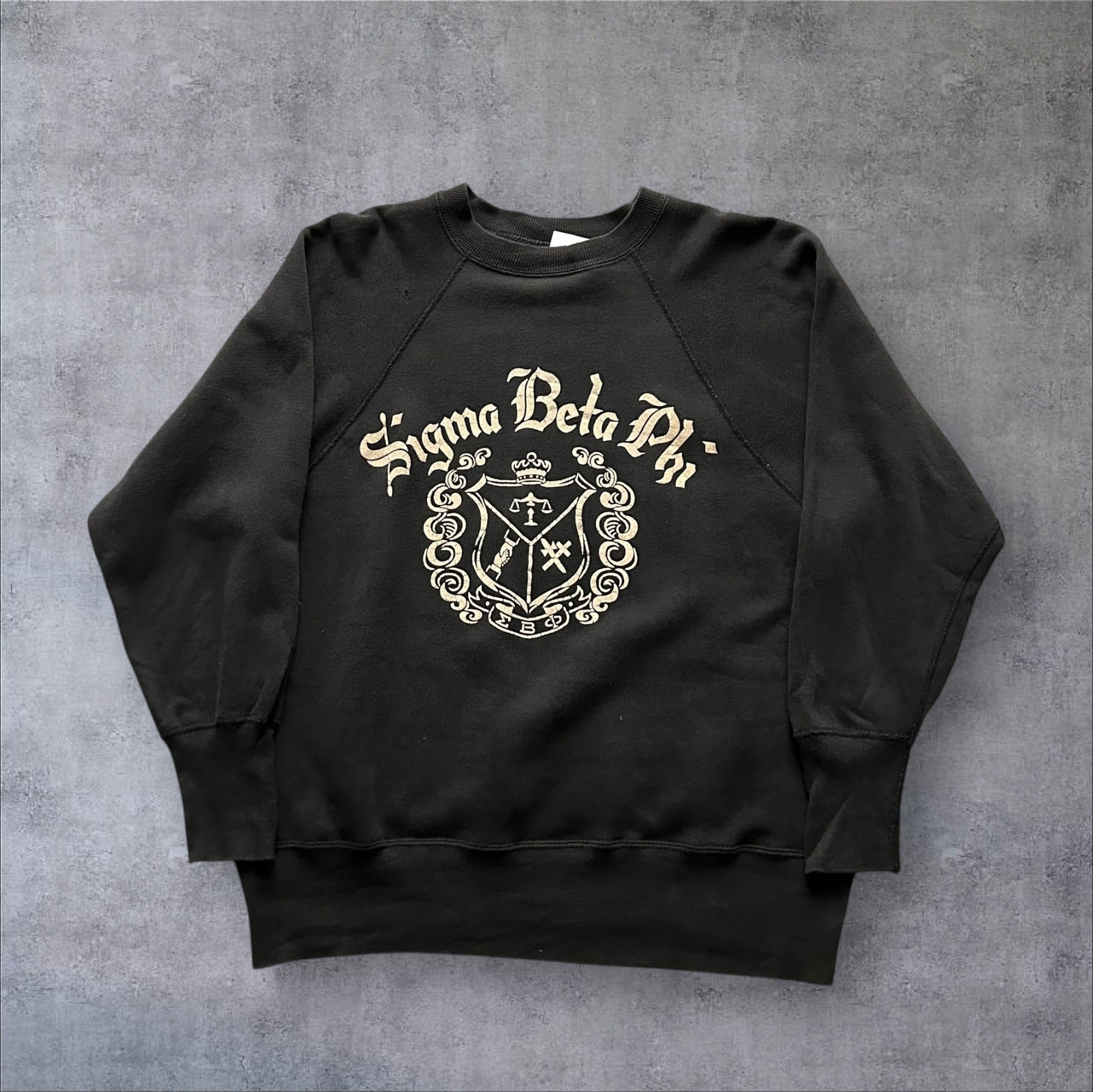 Special!! 1960s Sigma Beta Phi Flocky Print sweat "Black"【高円寺店】