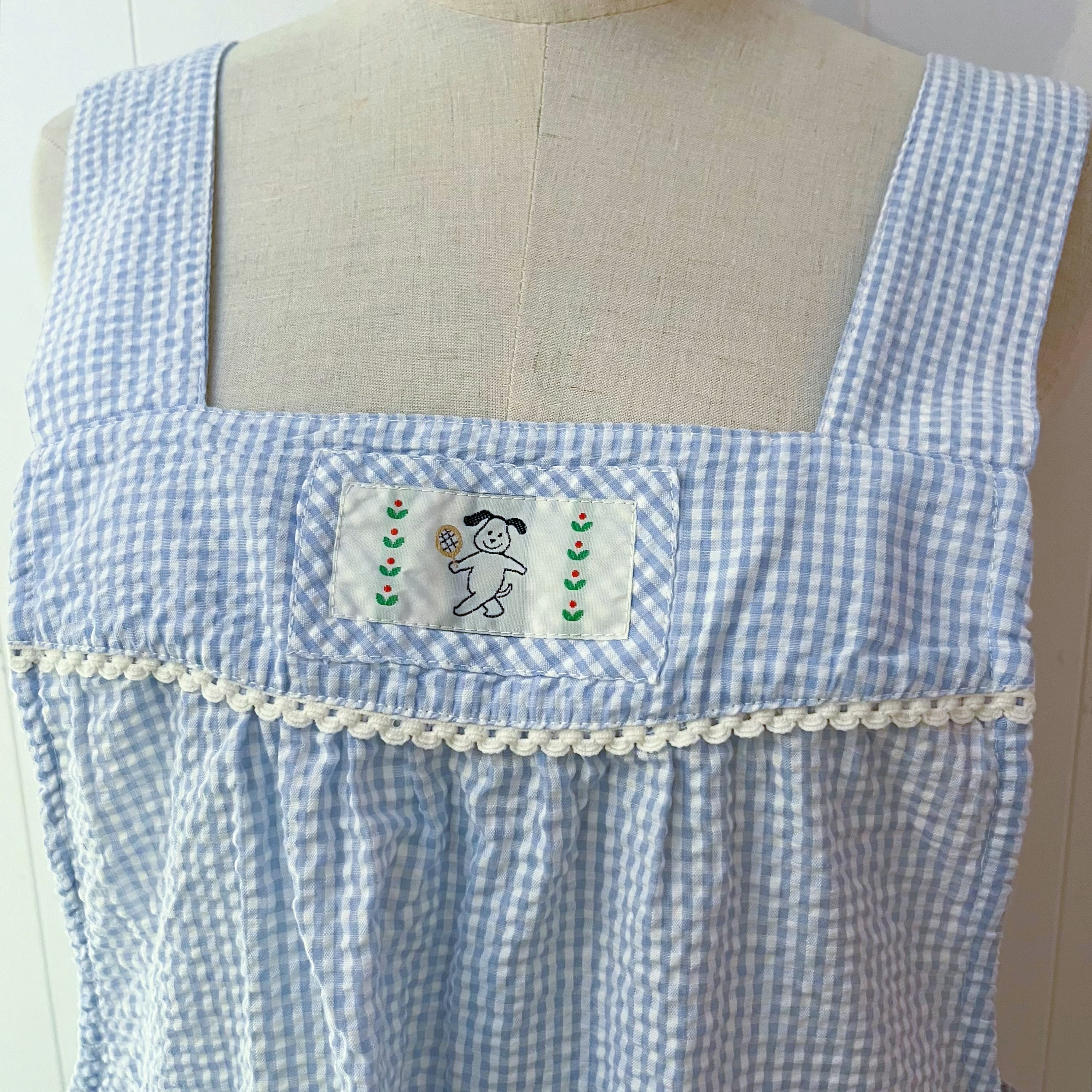 dog wappen gingham seersucker apron