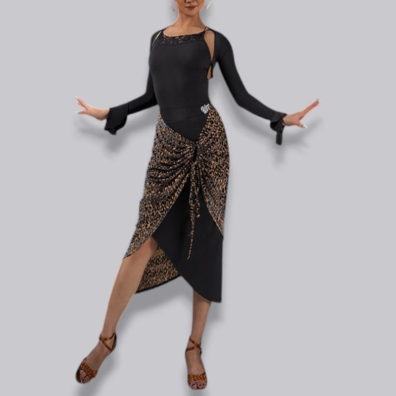 レオパード ドレープ アシンメトリー タイト スカート 1col D00063