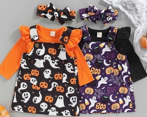 3点セット / ロンパース / サロペットスカート / ヘアバンド / 女の子 / 〜18ヵ月( A・B )