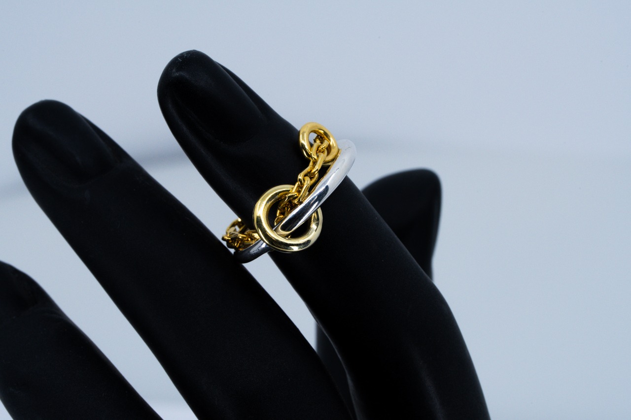 R-125 Chain combination ring(round wire)( 24K Gradient Gold Plated)