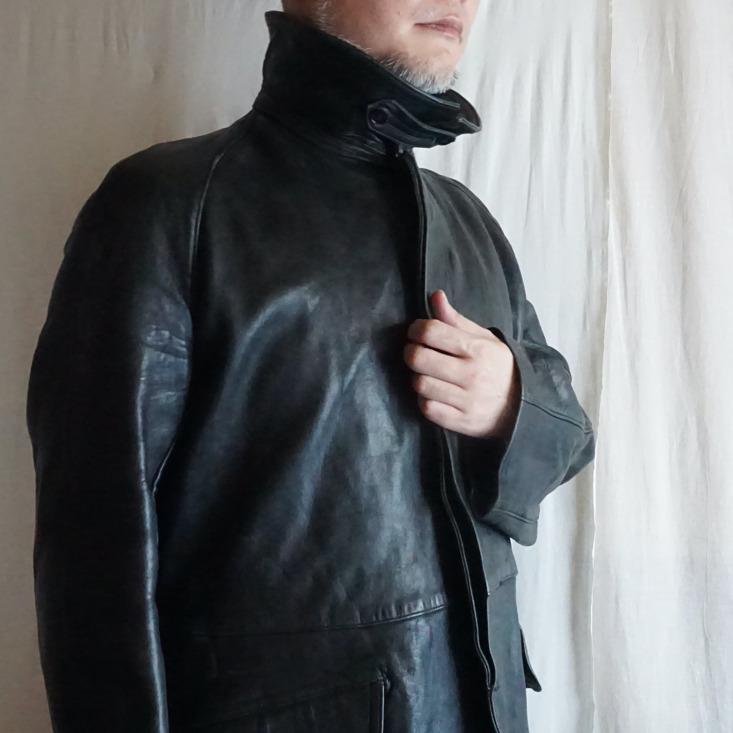 フランス軍 レザー カーコート 70's France [C2387] | 古着屋