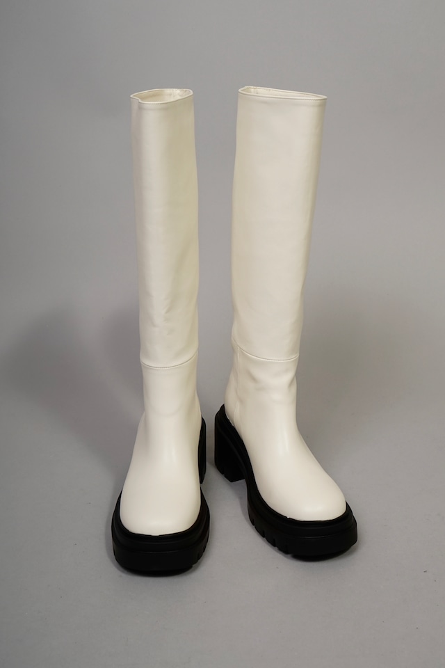 RUBBER SOLE LONG BOOTS  (WHITE) 2208-93-45