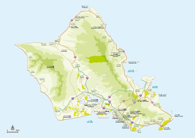 ハワイ オアフ島マップ Ai 編集可能 地図素材ならmap Data Store 地図データ 白地図の販売