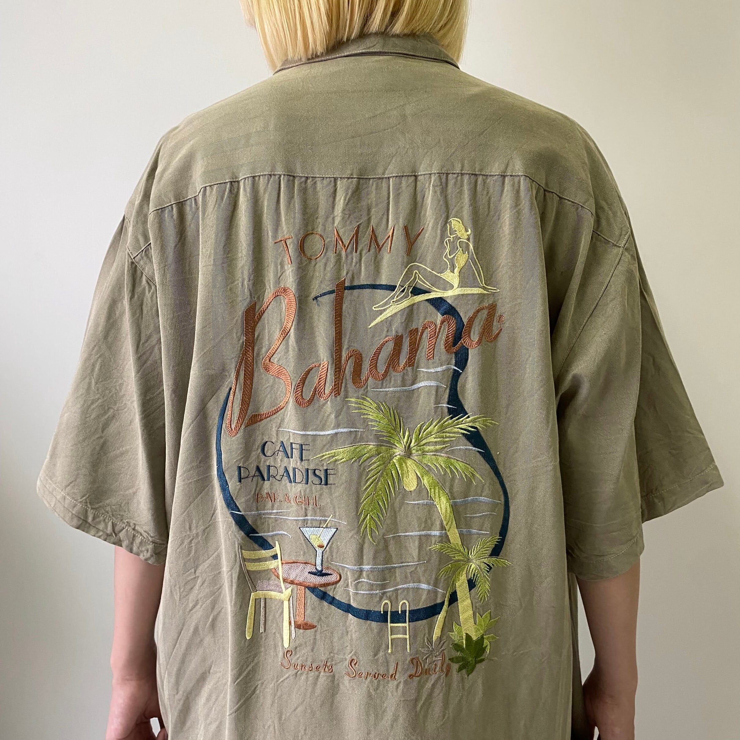 Tommy Bahama トミーバハマ 半袖 シルク カクテル バック刺繍 開襟 