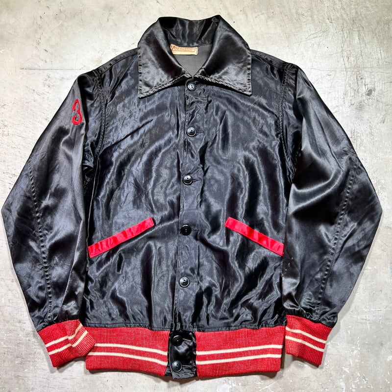 40's satin jacket ビンテージ スタジャン サテン-