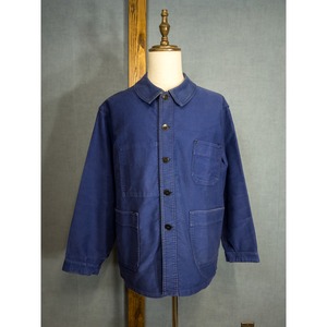 【1960s】"Adolphe Lafont" French Work Blue Moleskin Jacket Size 56