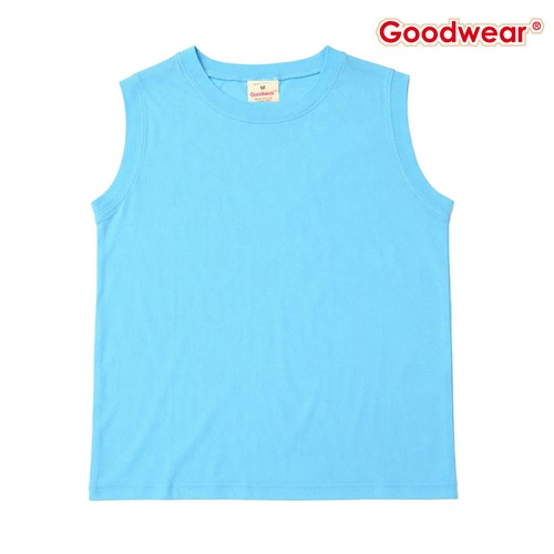 GOOD WEAR グッドウェア ノースリーブ Mサイズ レディース 春 夏 春夏 スリーブレストップ USA製 コットン100％ ヘビーウェイト 130034 ブルーシャンブレー