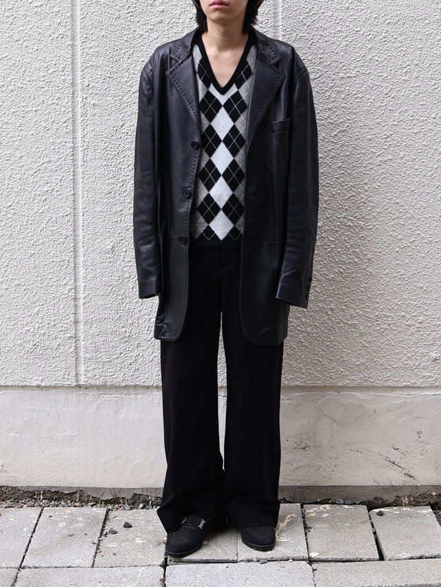 【gianfranco ferre】leather long tailored jacket
