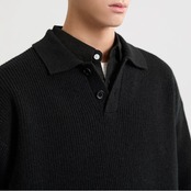 オープンカラー リブ編み長袖ニット af0399