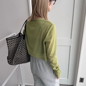 crew neck tulle sheer short tops/lime