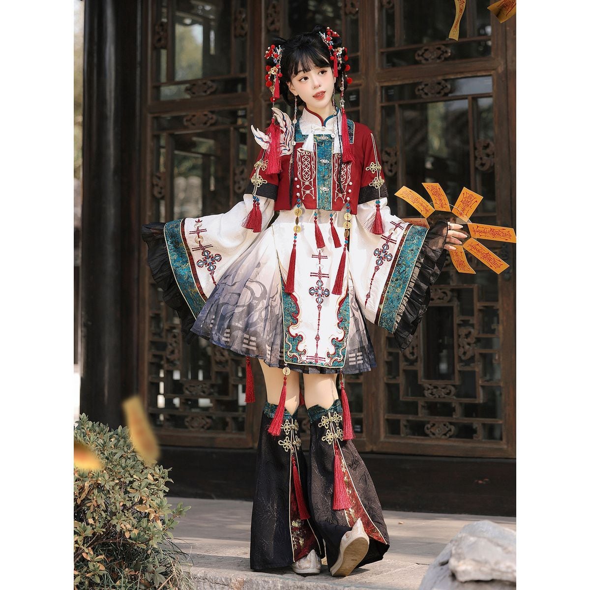 朱札の陰陽姫チャイナ風セットアップ | Maiden's Rêve