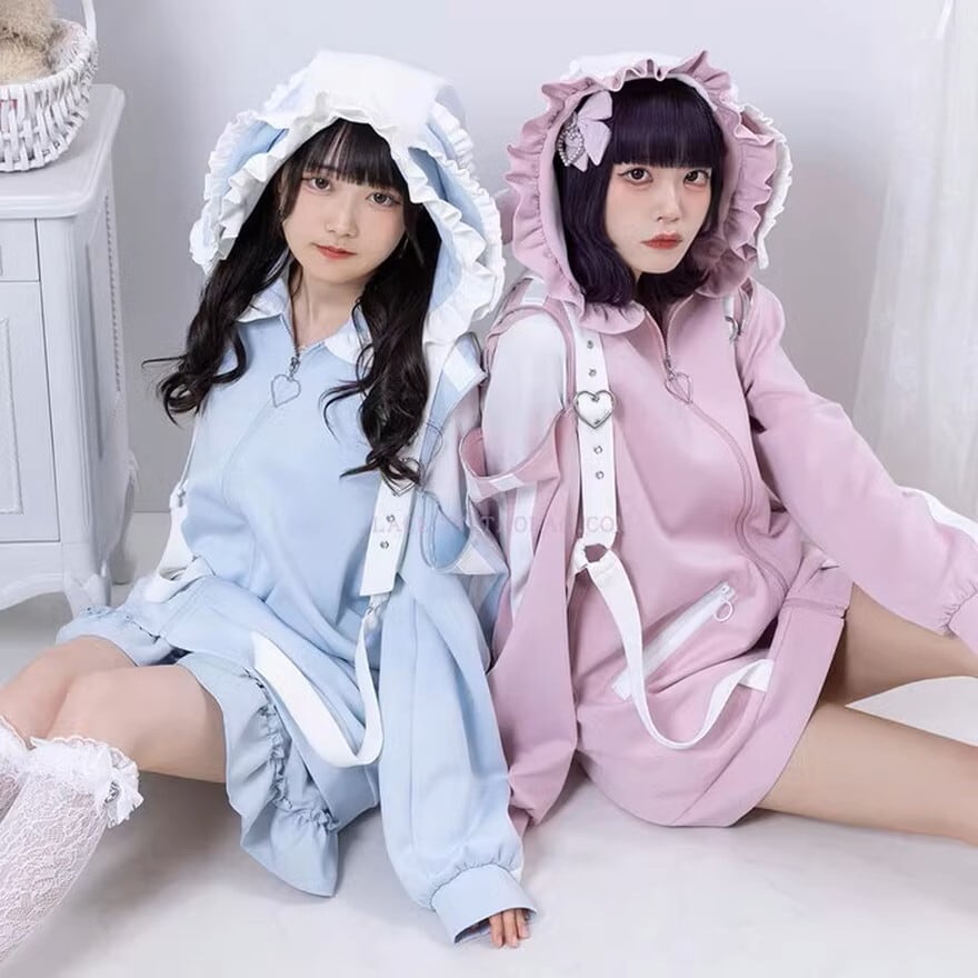 ゴスロリ通販 With U フーディ うさ耳 バックルベルト 双子コーデ 原宿