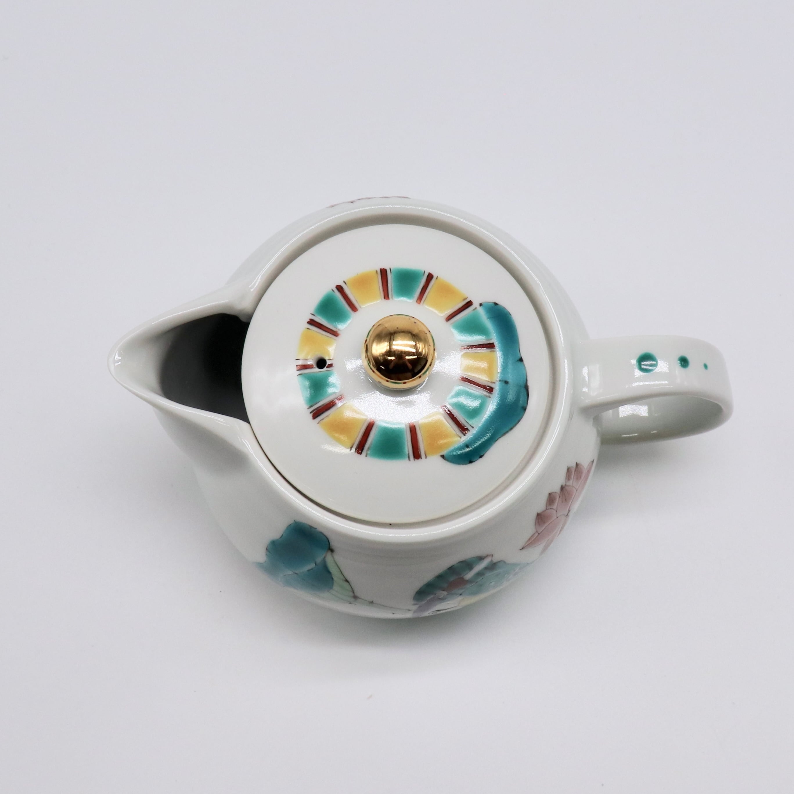 九谷焼 大志窯】色絵花鳥 ポット 〜蓮に翡翠〜 | 九谷焼 大志窯