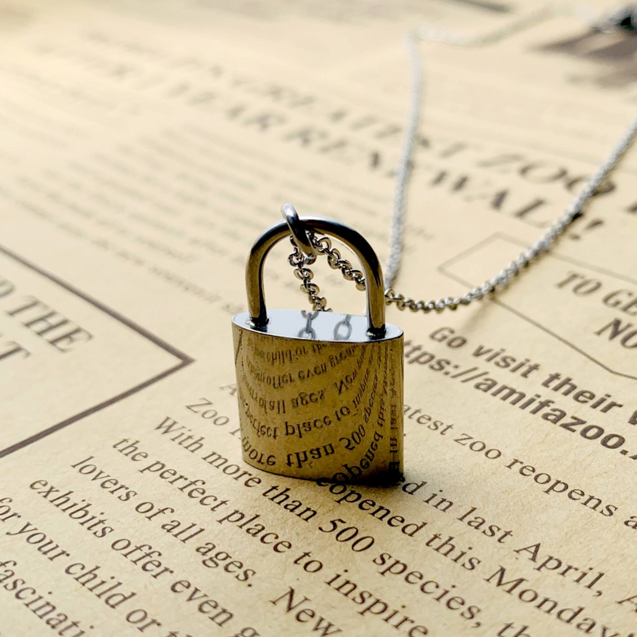 ステンレスパドロックネックレス（Lサイズ）