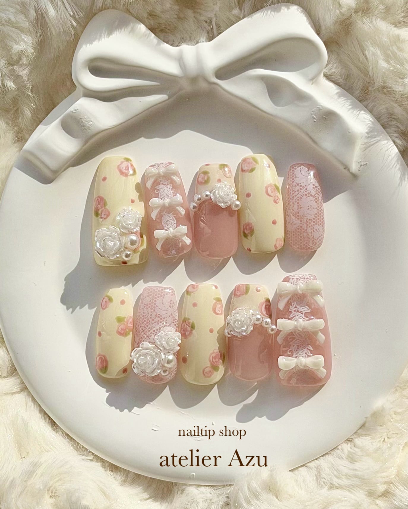 【完成品】お花 リボン レース |S/M #ncs003