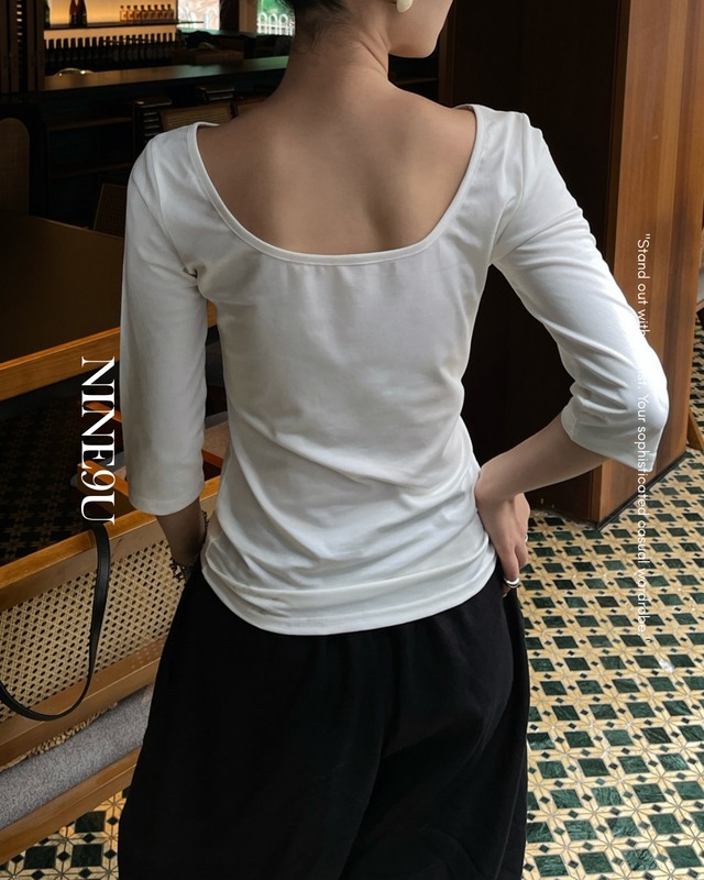 back-open boatneck tops【NINE0170】