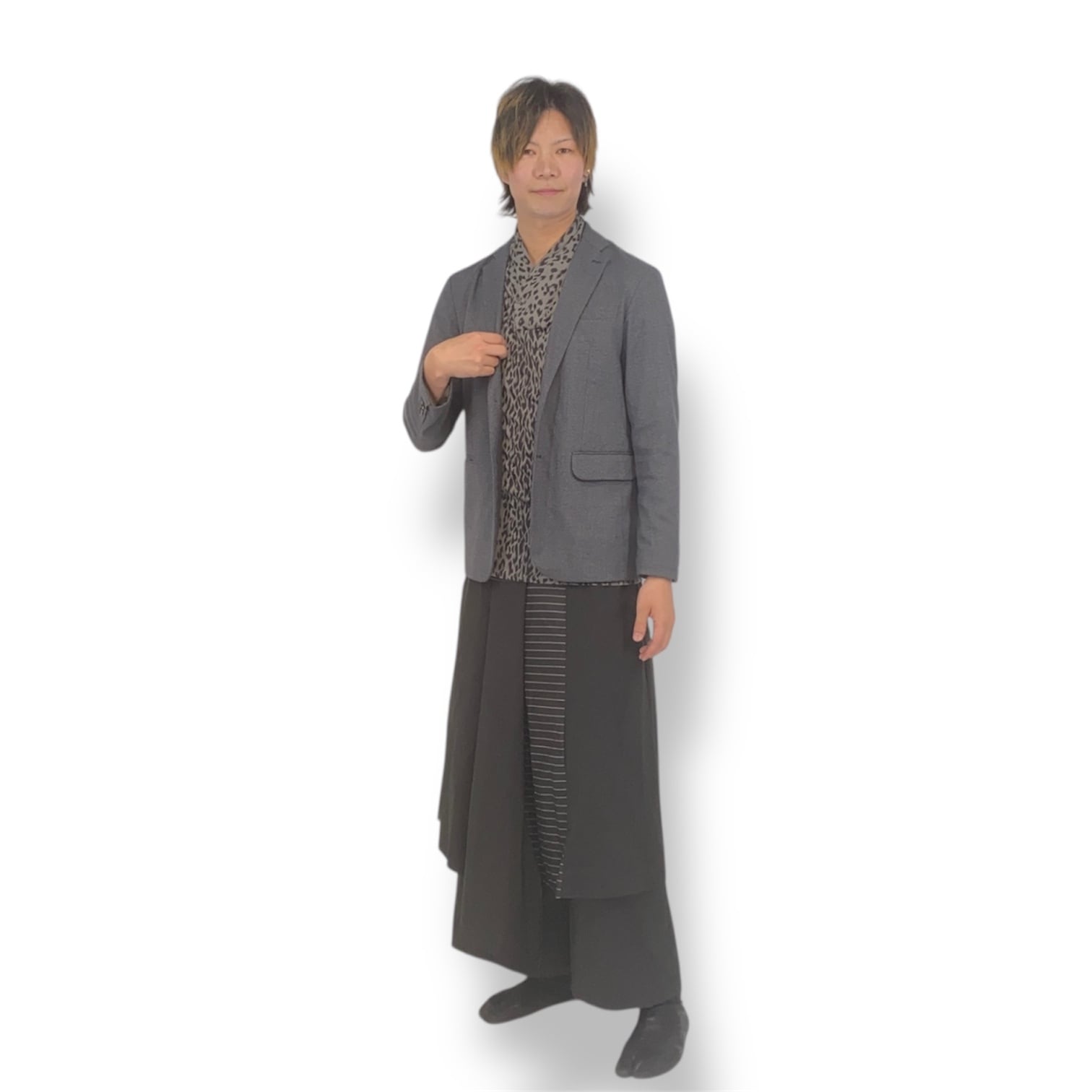 Tシャツ半襦袢 メンズ ペイント柄 ネイビー | キモノグラース