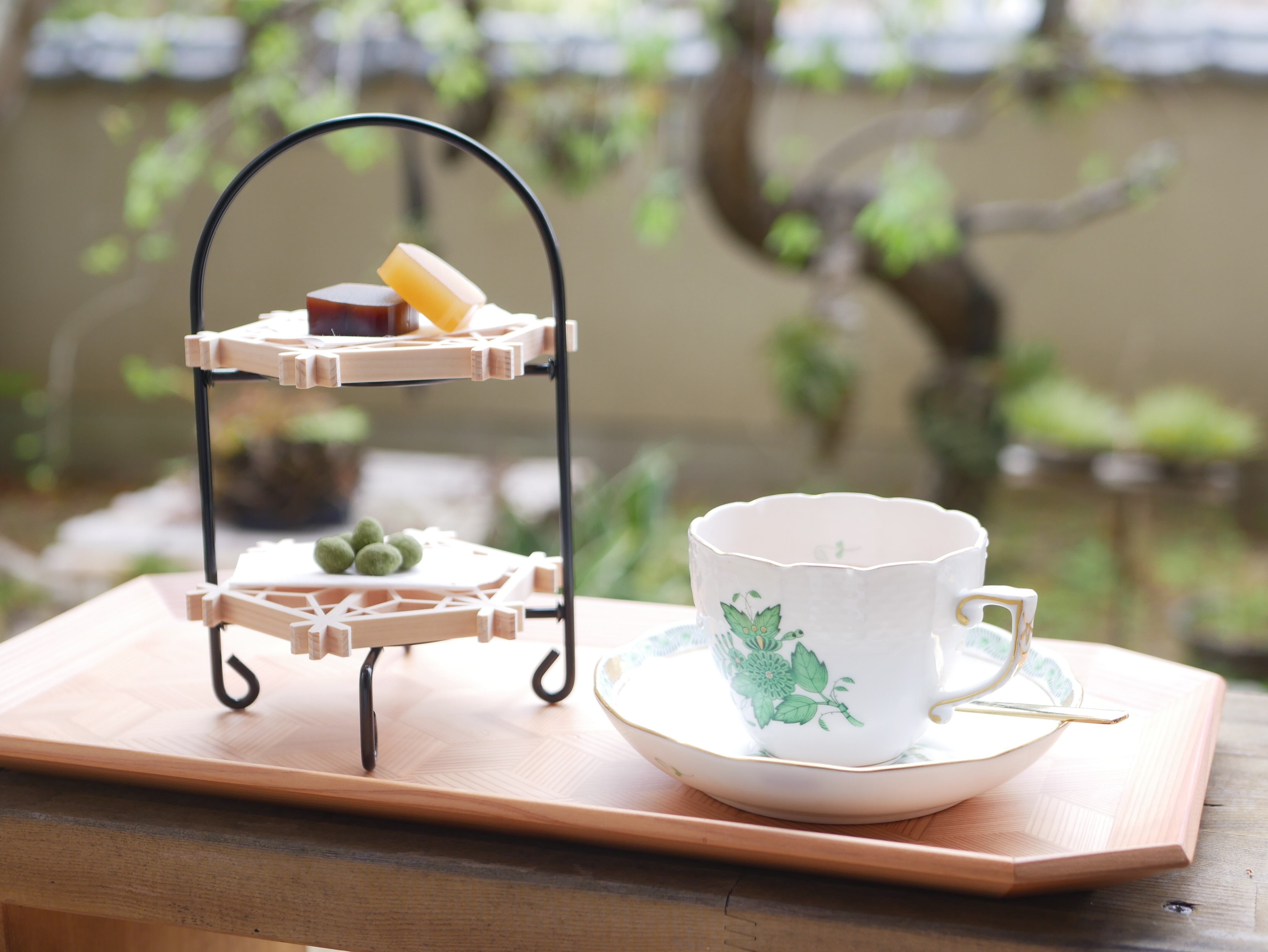 寄木細工 盆 亀甲長角（斜め隅切りデザイン） | Yosegi Marquetry Tray