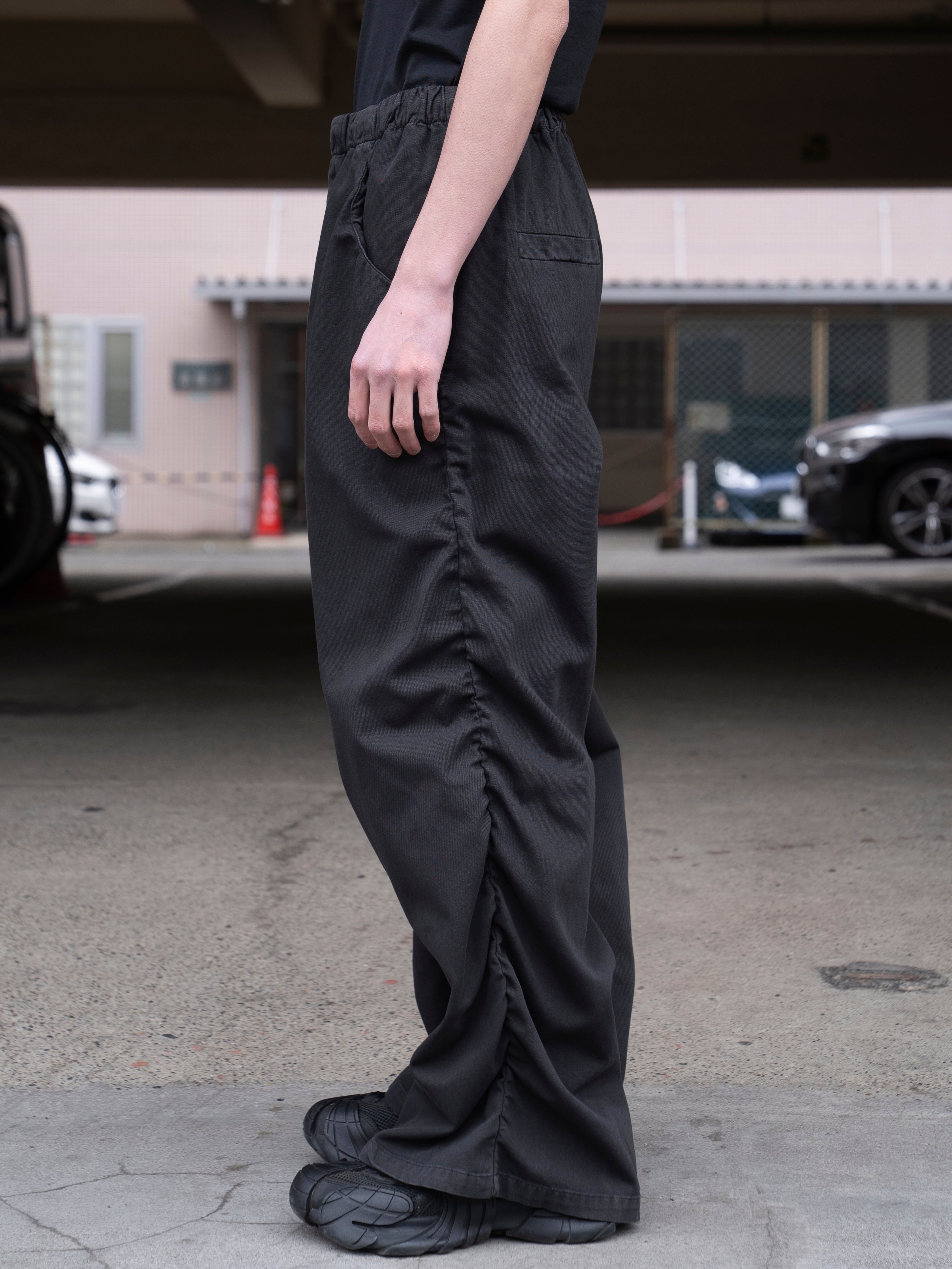 GABRIELA COLL GARMENTS THIN CANVAS DRAPED TROUSERS BLACK S14-267