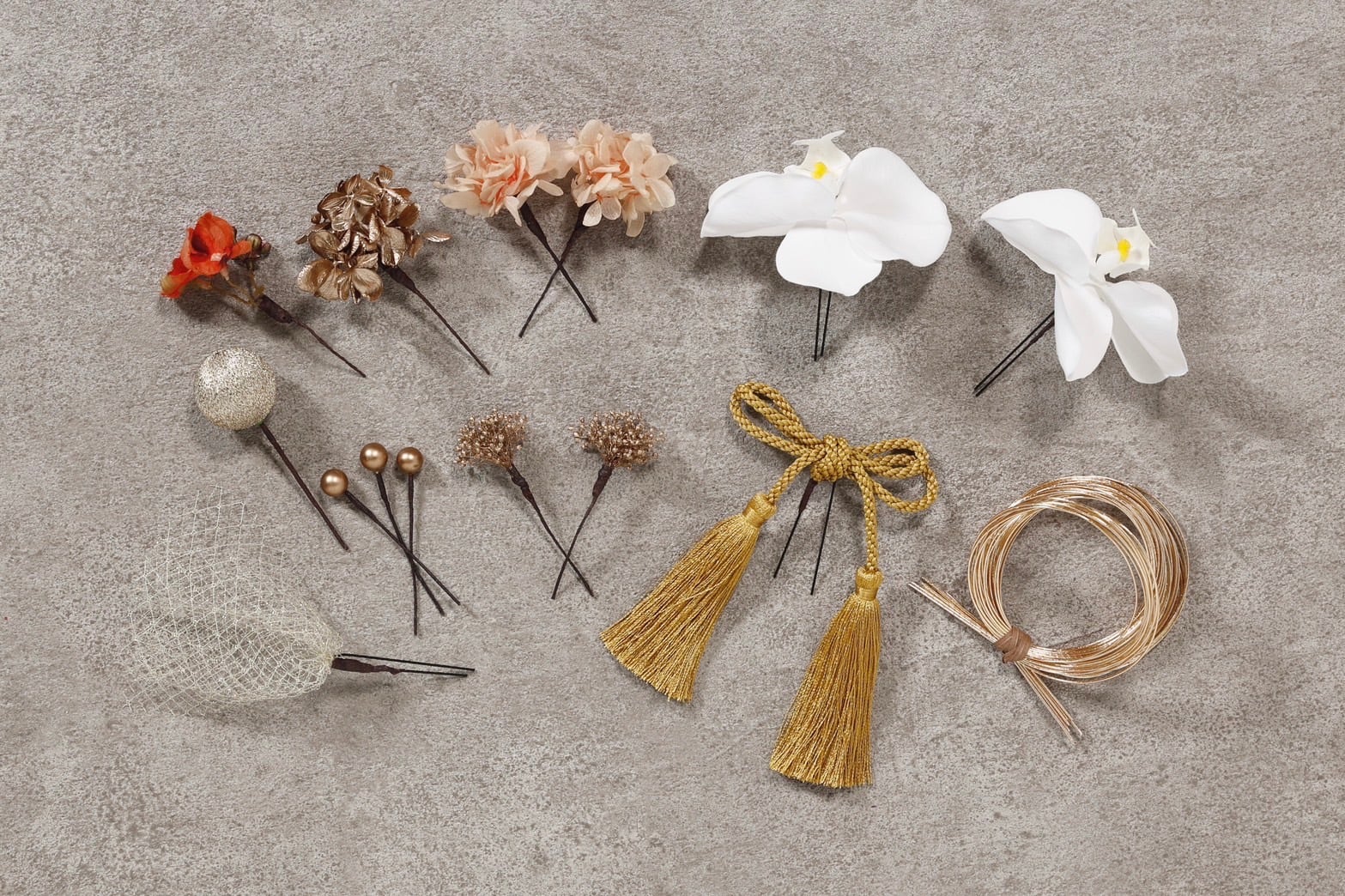 チュールリボンとあじさいとかすみ草のヘッドドレス shabby garden